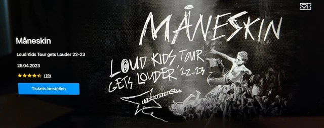 1-4 x MANESKIN Zürich, 26.4.202 TICKETS / STEHPLATZ INNENRAUM zu je 150 Euro!