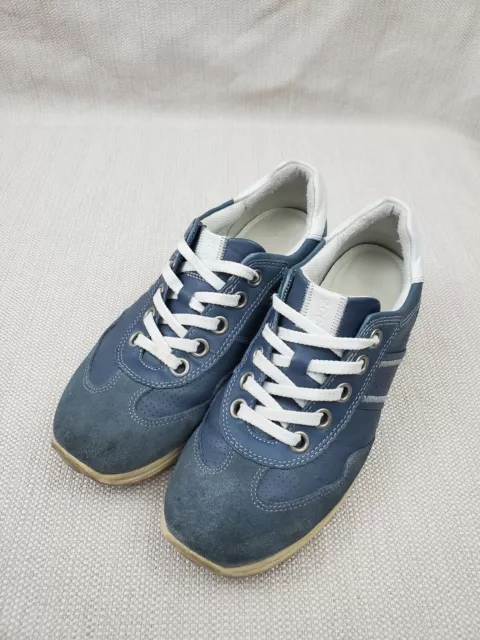 Ecco Sneakers Womens Size 38 EU 7.5 US Blue Leather Lace Up Low Top Tennis Shoes