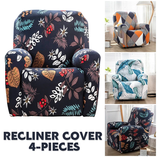 Set of 4 High Stretch Recliner Cover 1Seat Soft Sofa Slipcover Printed beAAN