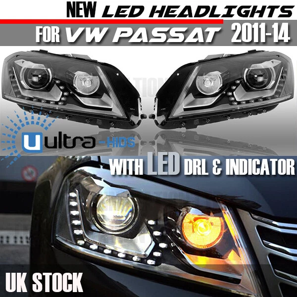 VW PASSAT DRL Bi Xenon Daytime Runnig Headlights 3C B7 2010 2014 Uk