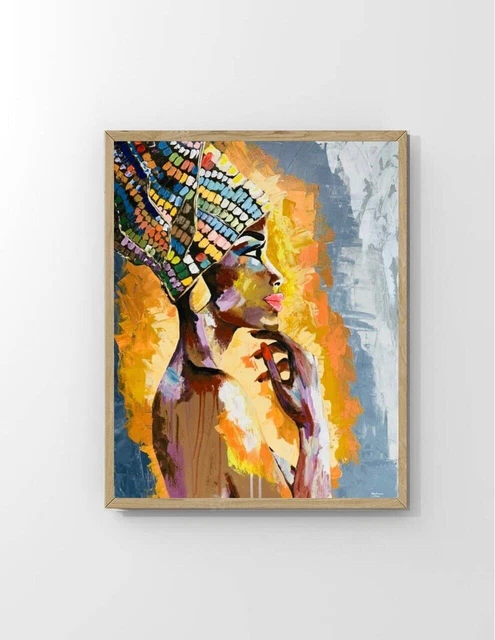 Pintura africana, arte de niña africana.