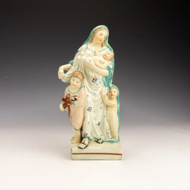 Staffordshire Pottery Hollow Pearl Ware - Lady & Children Religious Figure