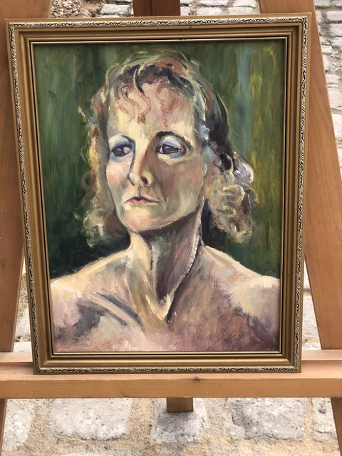 VINTAGE EXPRESSIONIST OIL On Board Portrait Of A Lady framed Mid ...