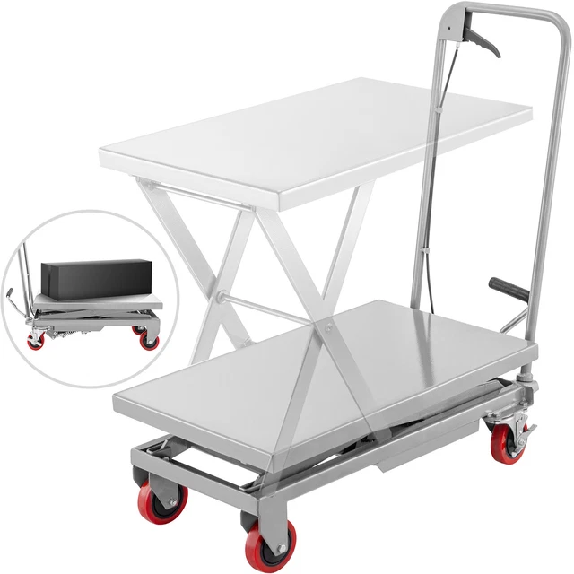 VEVOR carrello a forbice idraulico carrello da tavolo 227 kg tavolo di sollevamento a forbice manuale grigio