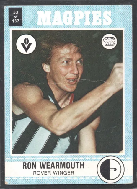 1977 AFL VFL SCANLENS FOOTBALL CARD - 53 Ron WEARMOUTH (COLLINGWOOD MAGPIES)