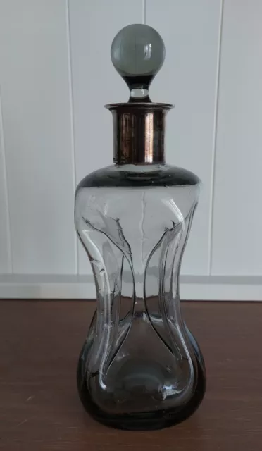 Vintage Glas Karaffe Gluckerflasche Kluk Kluk Flasche Holmegaard Dekanter Grau