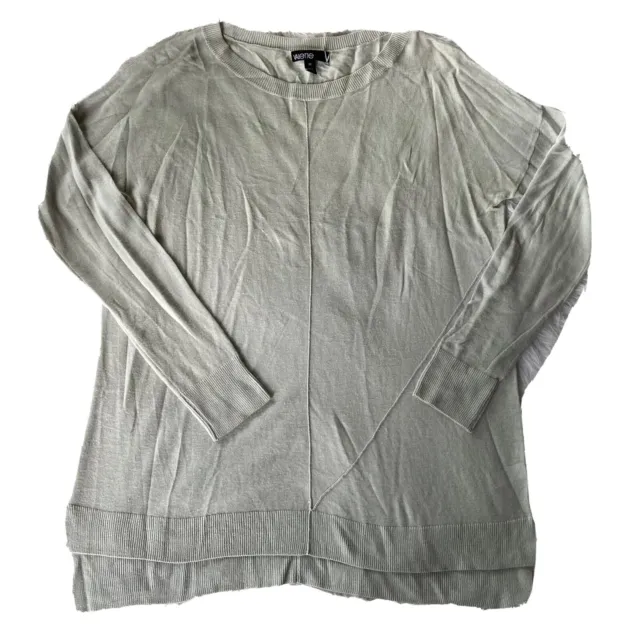Valette Womens Wool Sweater Sz Medium Gray Oversize Fashionable Top Side Slit