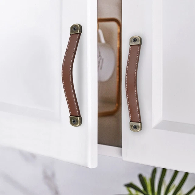 6 Pcs Cabinet Handles Kitchen Leather Drawer Pulls Dresser Pulls Door Handle 5