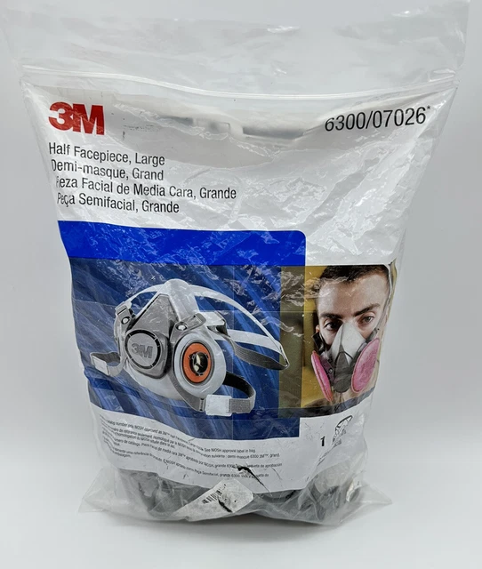 3M 07026 Half FACE Reusable Respirator Facepiece Respiratory Protection 6300 LRG