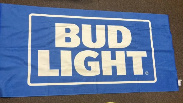 Bud Light Beach Towel 28 1/2 Wide 59 Long With Hanging Hook.