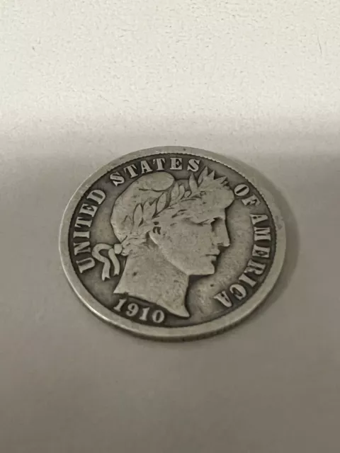 1910 Barber Dime VF 90% Silver 10c US Type Coin Collectible