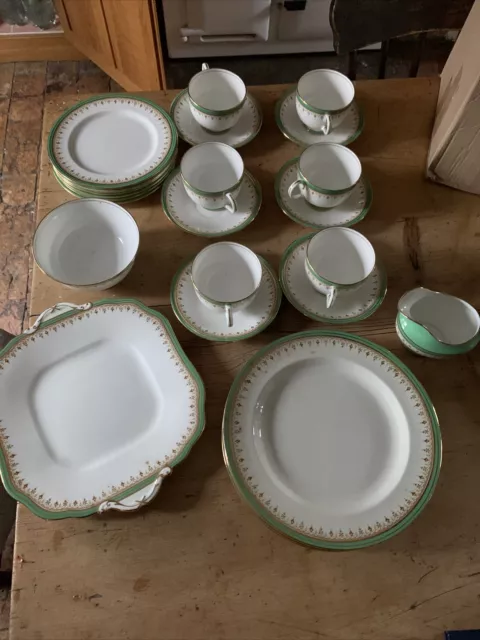 Aynsley England Leighton Bone China teaset Set rare green b1646