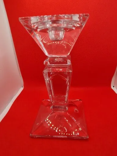 Very Heavy Glass Taper Candle Stick/Holder Clear Glass  1.7 Kg Approx