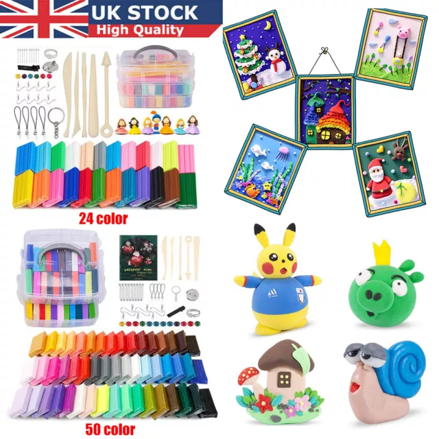 Modelling Polymer Clay Set Nontoxic Oven Bake DIY Soft Create Tools Toy for Kids