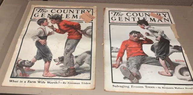 Country Gentleman June 4 & 11  Norman Rockwell Bully Before After Covers Rare