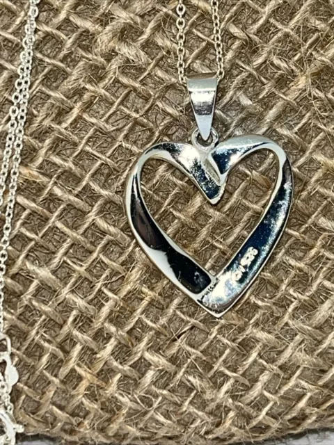 925 STERLING SILVER Marcasite Ribbon Style Heart Pendant with 18