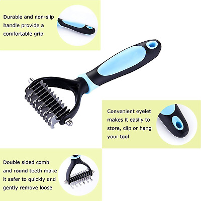 Pet Cat Dog Hair Fur Shedding Trimmer Grooming Dematting Rake Comb Brush Tool UK 2
