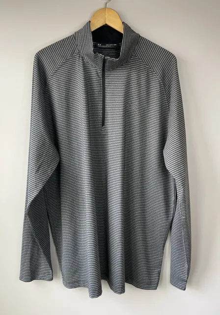 UNDER ARMOUR MEN’S Size 2XL 1/4 Zip Long Sleeve Athletic Striped ...
