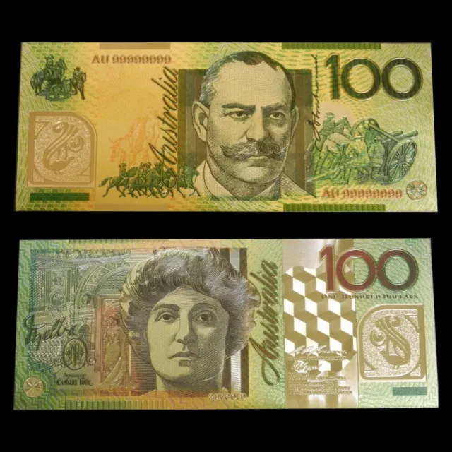 Australia 100 Dollars Gold Australian Banknote Plated With Pure 24K Gold Australia 100 Dollars Gold Australian Banknote Plated With Pure 24K Gold