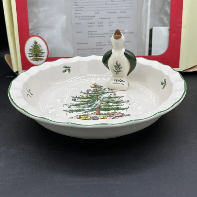 SPODE Christmas Tree Pie Pan Dish and Pie Bird ~ In Box ~
