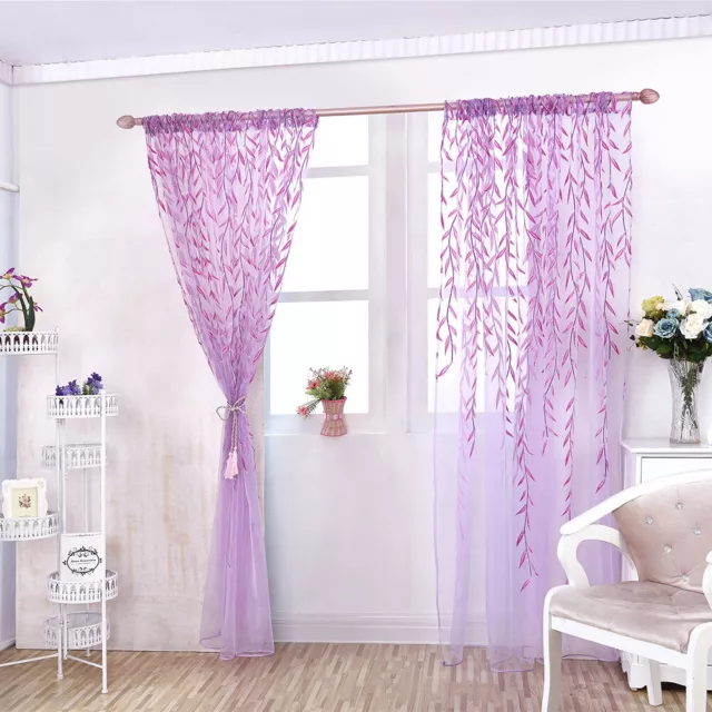 Willow Floral Print Curtains Yarn Tulle Sheer Living Room Window Screening Home