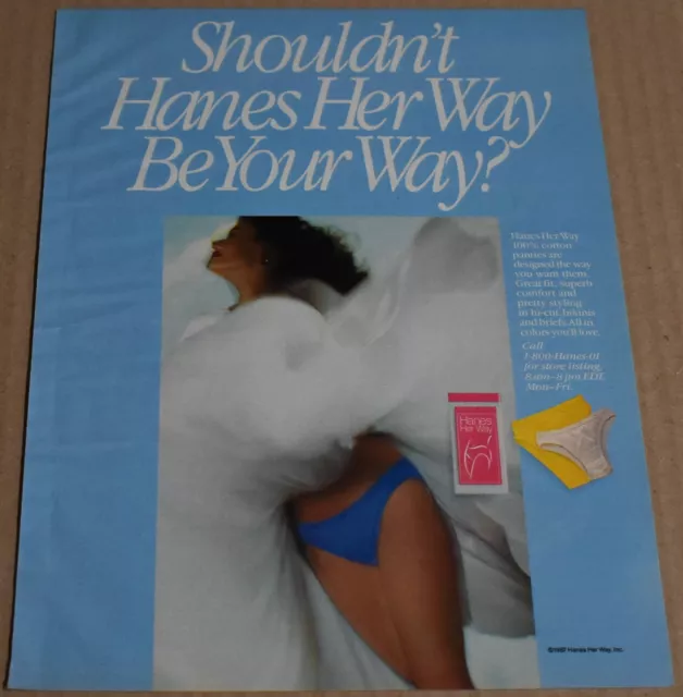 HANES HER WAY underwear vintage print ad from 2001 sexy satin bra