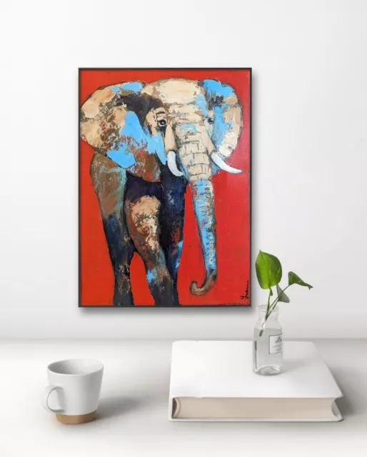 Bunter Elefant, Kunst, Acrylgemälde, Leinwandbild, Original, Handgemalt, Modern