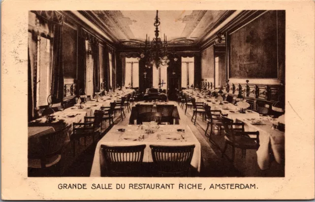 Netherlands Amsterdam Grande Salle Du Restaurant Riche Vintage Postcard 04.96