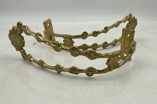 Vintage Brass Curtain Tie Backs 9”L Ornate Shell Shaped Ends