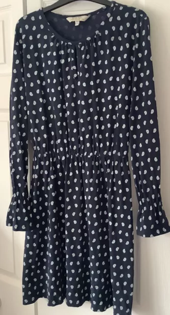 Lovely Ladies Navy People Tree Organic Cotton Dress Size 14 Excellent Condition!