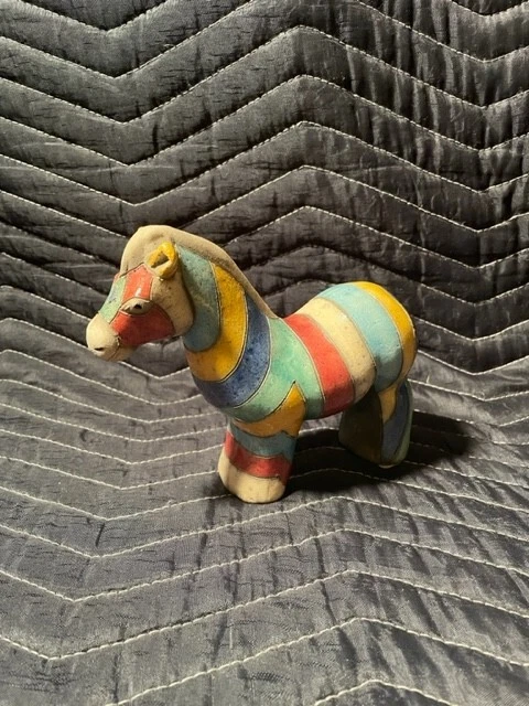 RAKU Clay Hand crafted Zebra Figurine - Produced in South Africa