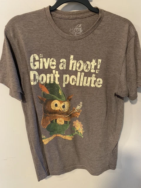 Men's Give A Hoot Don't Pollute Woodsy Owl T-Shirt Medium 2-Pack