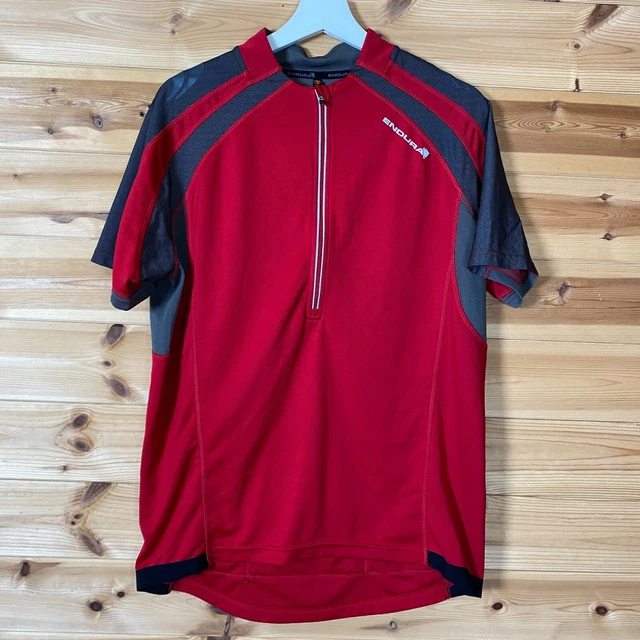 Endura Hummvee 2 kurzärmeliges Radfahrrad halber Reißverschluss Trikot rot groß