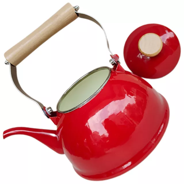 Porcelain Enamel Tea Kettle with Whistle & Handle for Stovetop