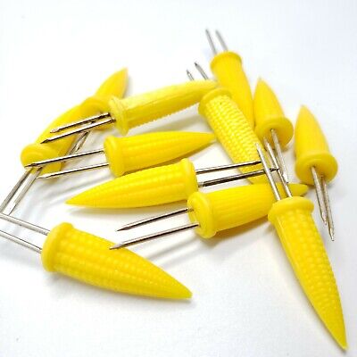 6 Sets of Vintage Yellow Corn on the Cob Holders Plastic 12 Pieces in Total