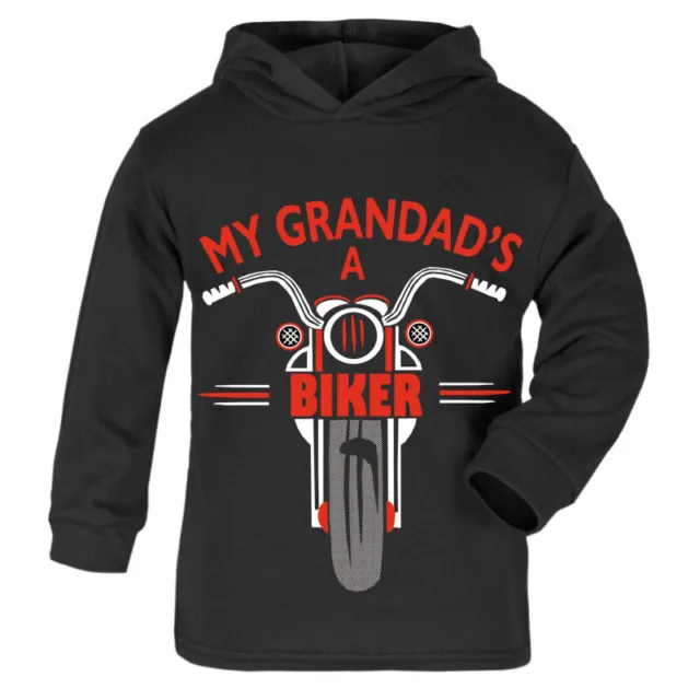 My Grandad is a biker motorcycle toddler kids children black hoodie 100% cotton