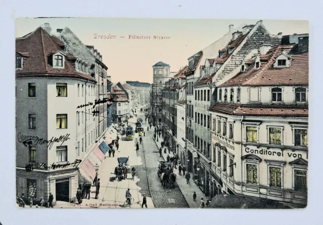 Alte Postkarte AK Dresden Pillnitzer Strasse Conditorei Cigarren Gelaufen 1903