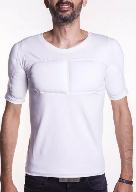 1/2 SLEEVE PADDED Undershirt. T Shirt With Muscles . Fake Muscles T Shirt.  EUR 75,57 - PicClick FR