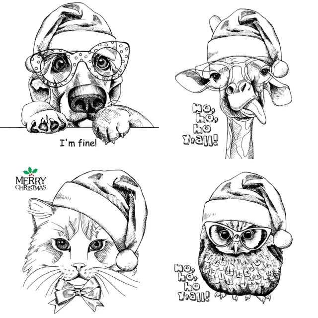 Christmas Animals  Sentiment Clear Rubber Stamps  Silicone Cards Scrapbooking