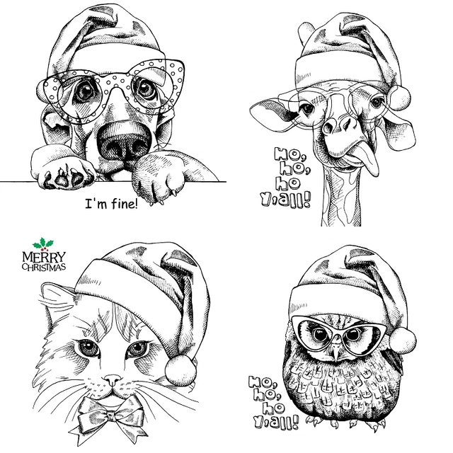 Christmas Animals  Sentiment Clear Rubber Stamps  Silicone Cards Scrapbooking