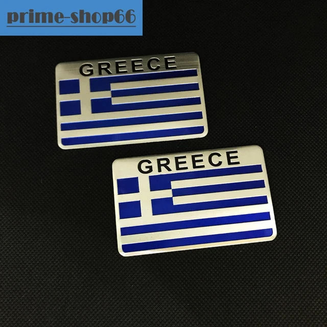 2pc Aluminium Greece Greek Flag Car Trunk Rear Fender Emblem Badge Decal Sticker