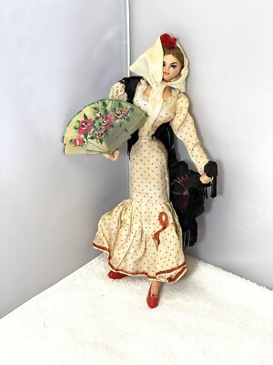 Vintage Spanish Flamenco Dancer Doll 11" Tall
