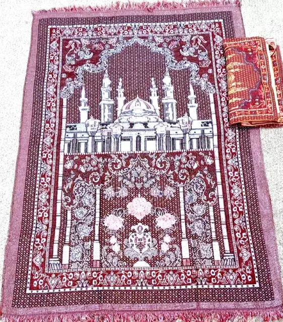 Muslim Prayer Rug, Janamaz Sajada, Best Islamic Travel Mat -With Bag, as picture