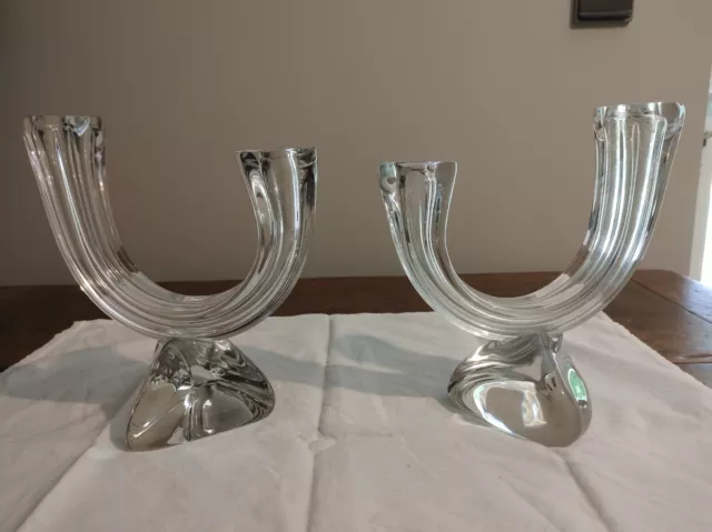 Ancienne paire de chandeliers en cristal de lorraine
