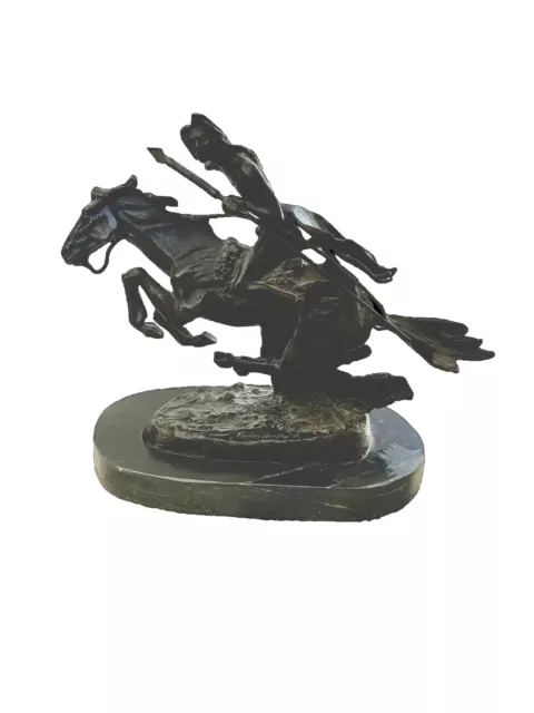 VERY RARE Frederic Remington Cheyenne Sculpture. SIGNED. Marble Base.