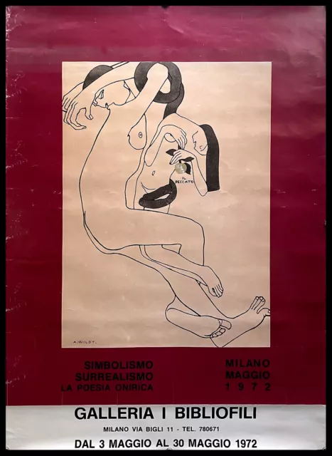 1972 * Manifesto, Poster Arte "WILDT - Simbolismo Surrealismo Poesia Onirica - M