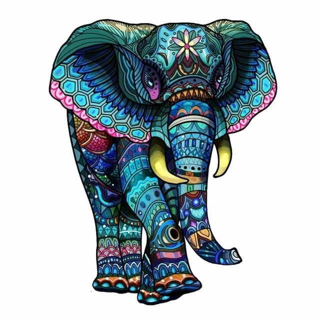 DIY Wooden Puzzles Elephant Shape Pieces For Adults Kids Educational Toy Gifts