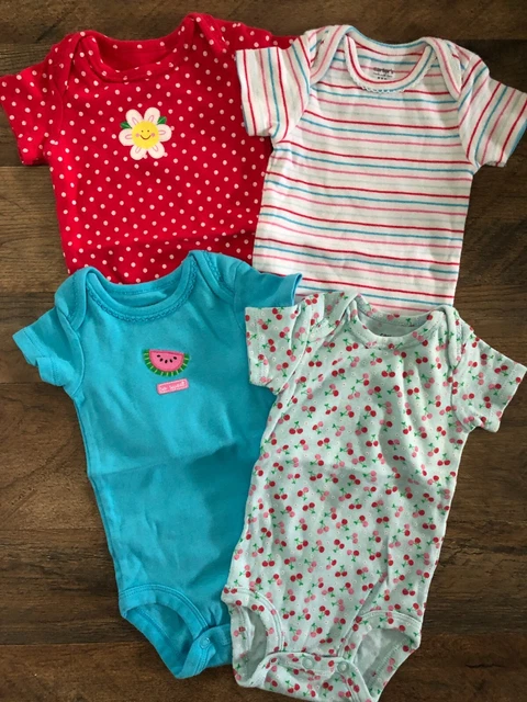 Carter's Baby Girl Short Sleeve One Piece Bodysuit Lot of 4 Size 3 Months