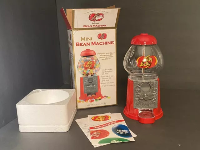 Jelly Belly Mini Bean Machine Candy Dispenser Bank Die Cast Metal Gumball Glass