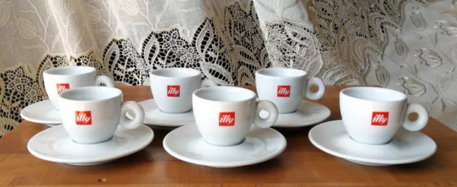 SET 6 TAZZINE ILLY NUOVE CON PIATTINI MADE IN ITALY PORCELLANA IPA caffè illy